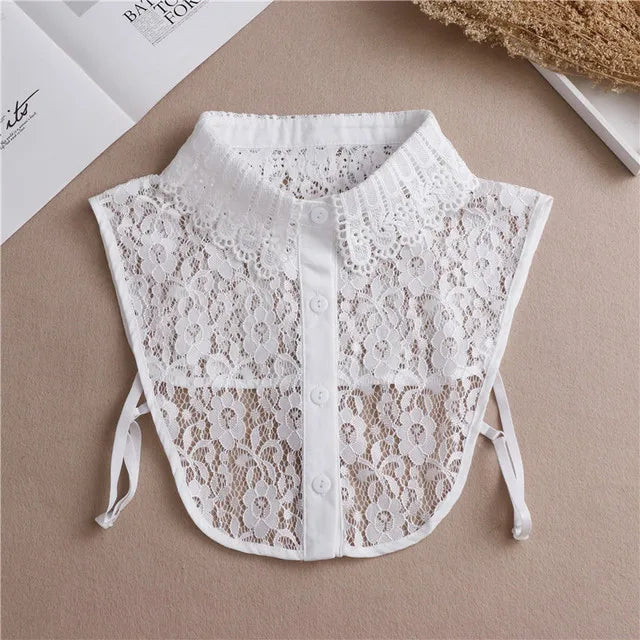 Fashion 2024 Front Tie White  Collar for Women Stand Detachable Collar Girls Vintage Lace Ladies False Blouse Collar