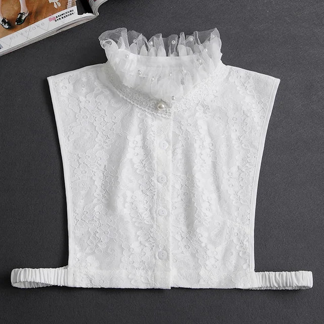 Fashion 2024 Front Tie White  Collar for Women Stand Detachable Collar Girls Vintage Lace Ladies False Blouse Collar