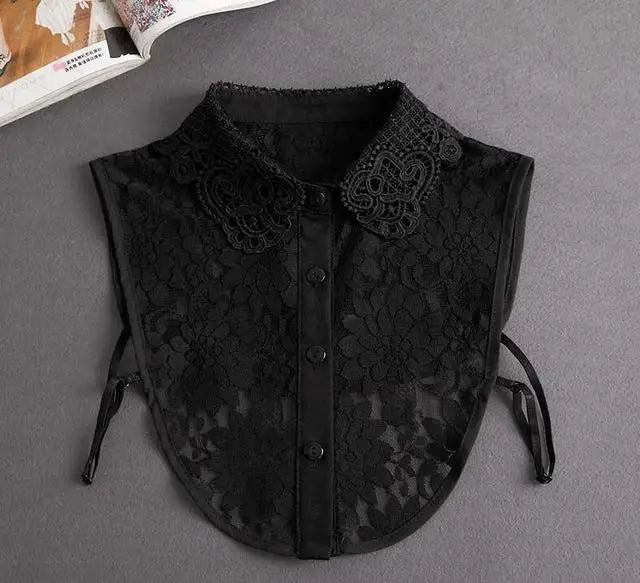 Fashion 2024 Front Tie White  Collar for Women Stand Detachable Collar Girls Vintage Lace Ladies False Blouse Collar