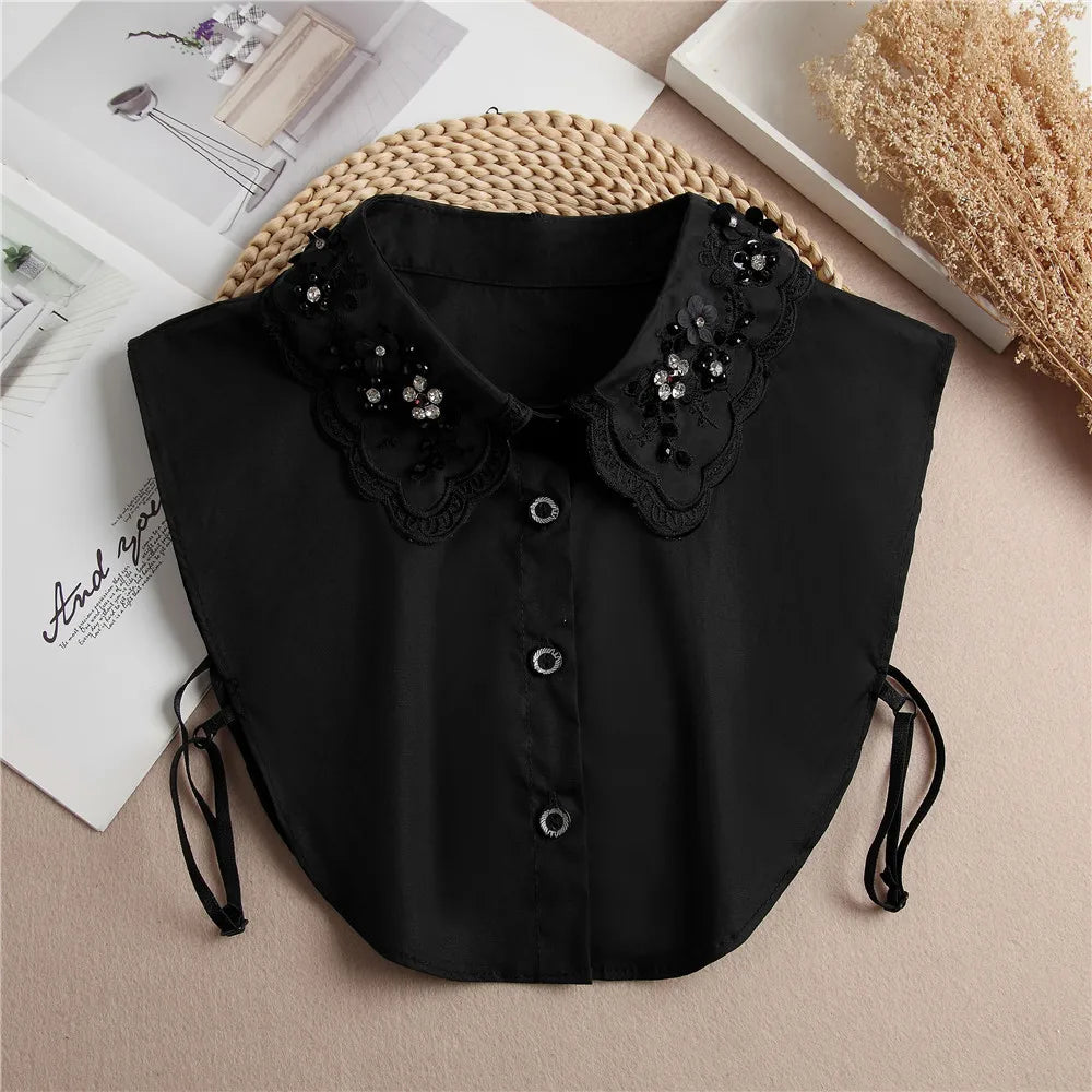 Fashion 2024 Front Tie White  Collar for Women Stand Detachable Collar Girls Vintage Lace Ladies False Blouse Collar