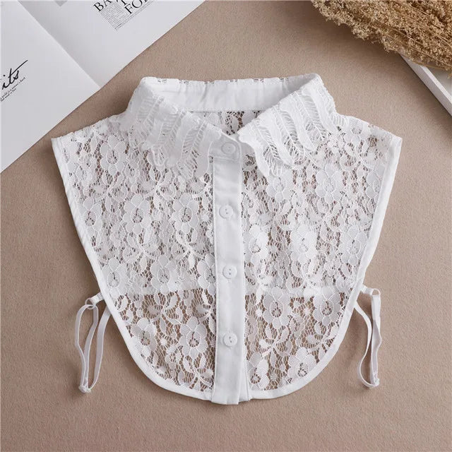 Fashion 2024 Front Tie White  Collar for Women Stand Detachable Collar Girls Vintage Lace Ladies False Blouse Collar