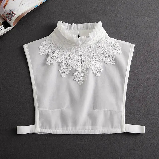 Fashion 2024 Front Tie White  Collar for Women Stand Detachable Collar Girls Vintage Lace Ladies False Blouse Collar