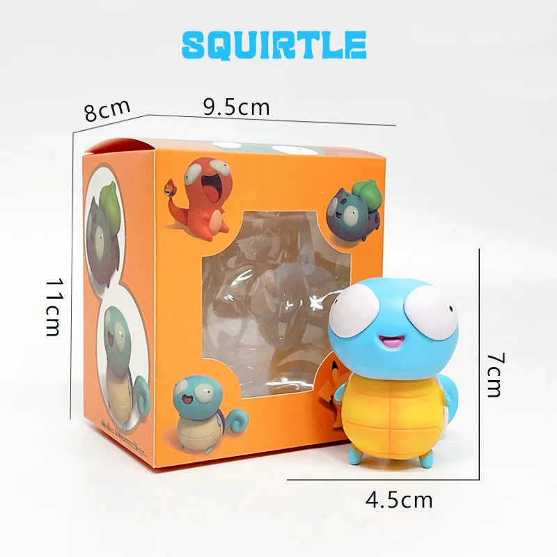 Pokemon Silly Figurines Kawaii Big Eyes Figure Fool Squirtle Funny Charmander Bulbasaur Cute Accessory Car Decoration Toys Gifts