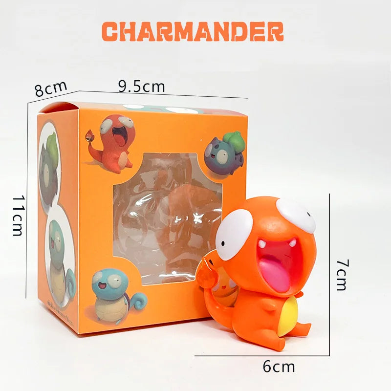 Pokemon Silly Figurines Kawaii Big Eyes Figure Fool Squirtle Funny Charmander Bulbasaur Cute Accessory Car Decoration Toys Gifts