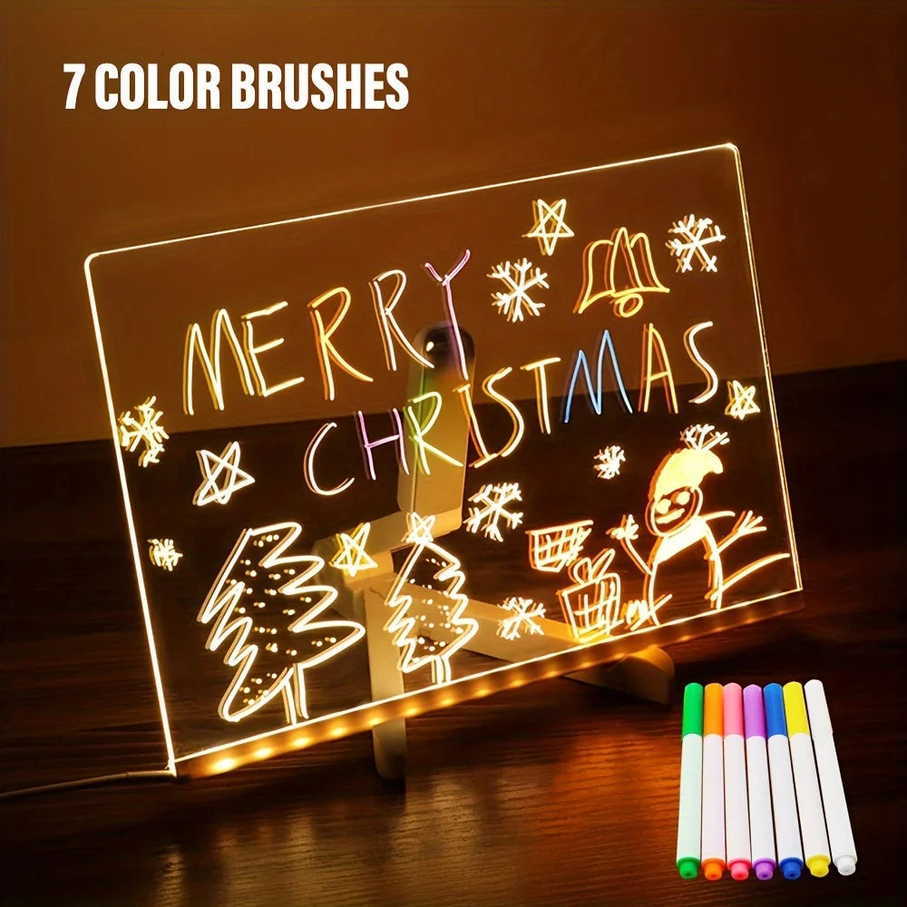 LED light up acrylic message board Erasable USB Children's Drawing Board CIY for Birthday Gifts Bar Advertising Boards