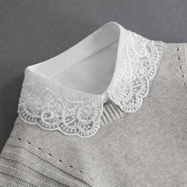 Fashion 2024 Front Tie White  Collar for Women Stand Detachable Collar Girls Vintage Lace Ladies False Blouse Collar