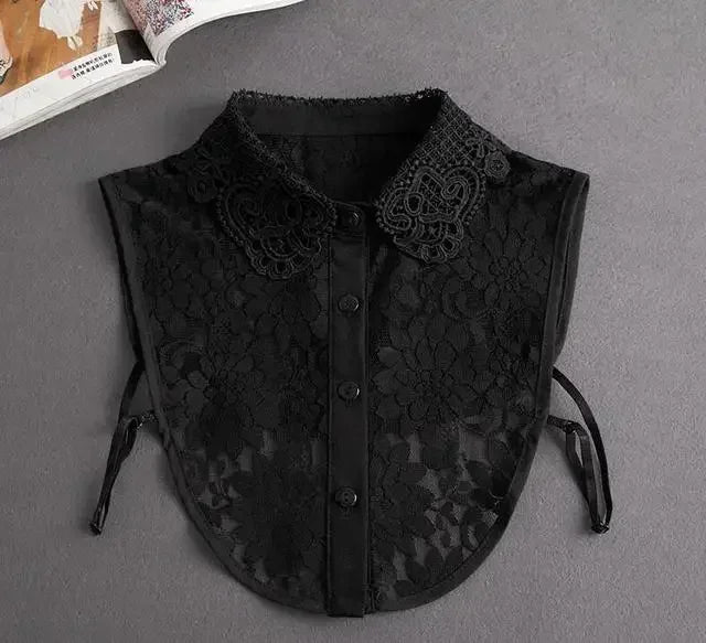 Fashion 2024 Front Tie White  Collar for Women Stand Detachable Collar Girls Vintage Lace Ladies False Blouse Collar