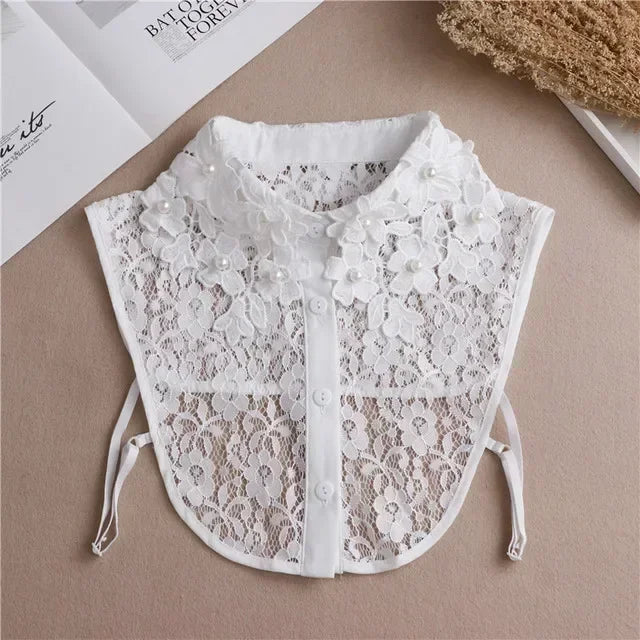 Fashion 2024 Front Tie White  Collar for Women Stand Detachable Collar Girls Vintage Lace Ladies False Blouse Collar