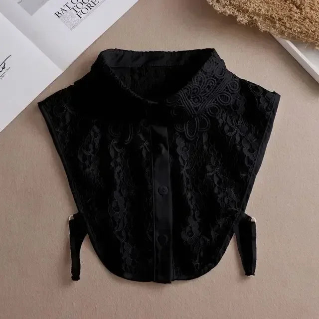 Fashion 2024 Front Tie White  Collar for Women Stand Detachable Collar Girls Vintage Lace Ladies False Blouse Collar