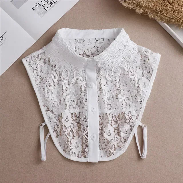 Fashion 2024 Front Tie White  Collar for Women Stand Detachable Collar Girls Vintage Lace Ladies False Blouse Collar