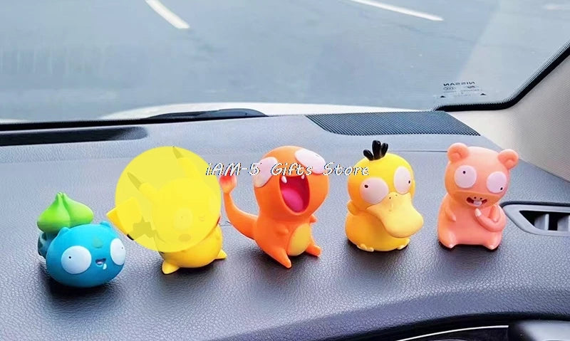 Pokemon Silly Figurines Kawaii Big Eyes Figure Fool Squirtle Funny Charmander Bulbasaur Cute Accessory Car Decoration Toys Gifts