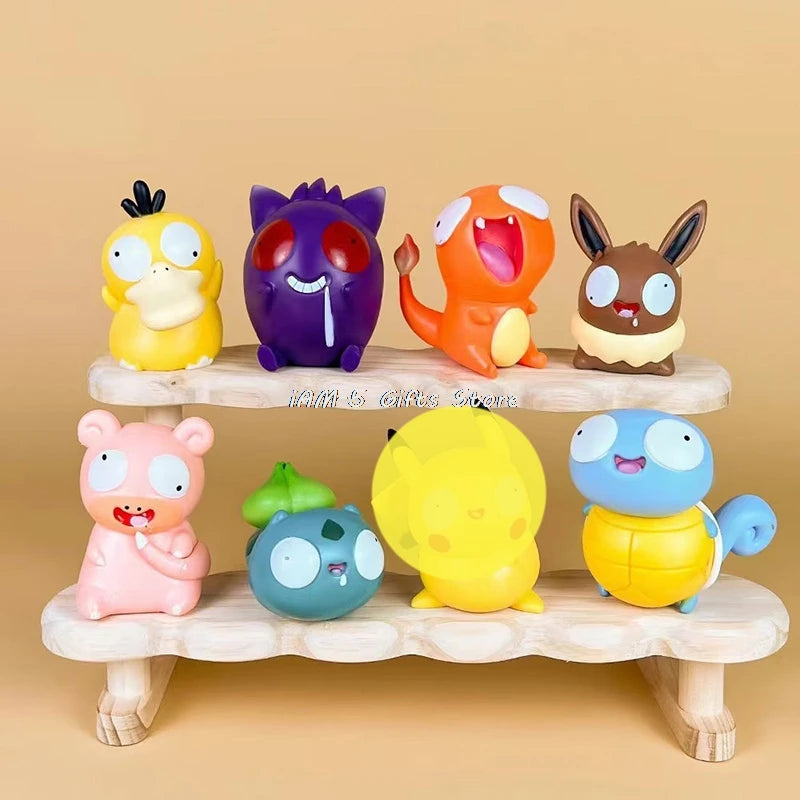 Pokemon Silly Figurines Kawaii Big Eyes Figure Fool Squirtle Funny Charmander Bulbasaur Cute Accessory Car Decoration Toys Gifts