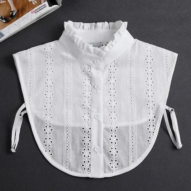 Fashion 2024 Front Tie White  Collar for Women Stand Detachable Collar Girls Vintage Lace Ladies False Blouse Collar