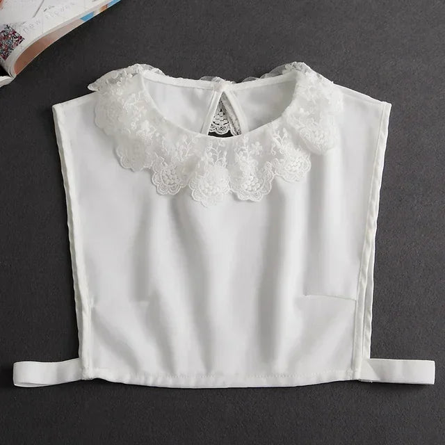 Fashion 2024 Front Tie White  Collar for Women Stand Detachable Collar Girls Vintage Lace Ladies False Blouse Collar