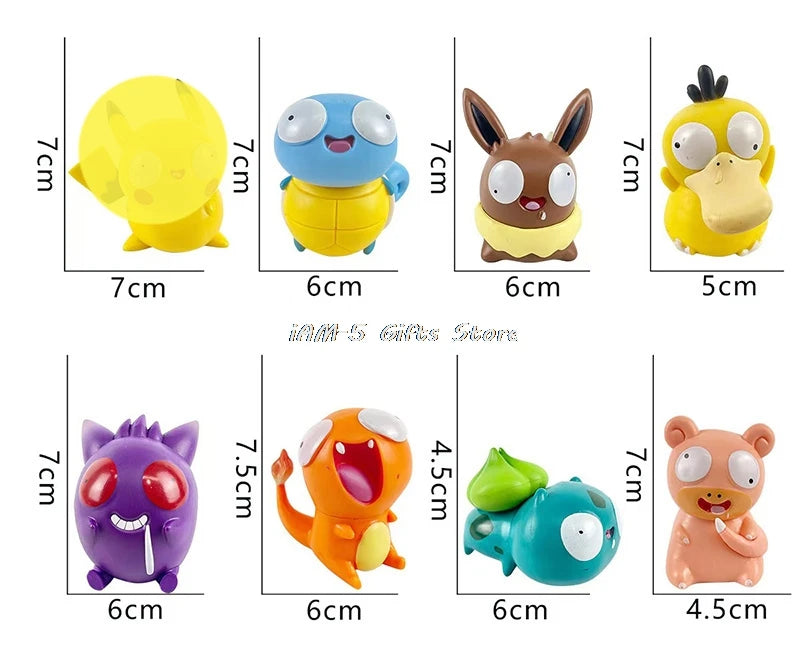 Pokemon Silly Figurines Kawaii Big Eyes Figure Fool Squirtle Funny Charmander Bulbasaur Cute Accessory Car Decoration Toys Gifts