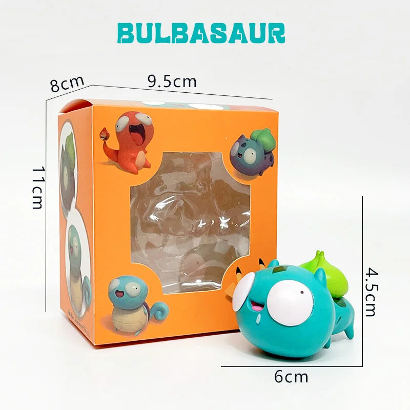 Pokemon Silly Figurines Kawaii Big Eyes Figure Fool Squirtle Funny Charmander Bulbasaur Cute Accessory Car Decoration Toys Gifts