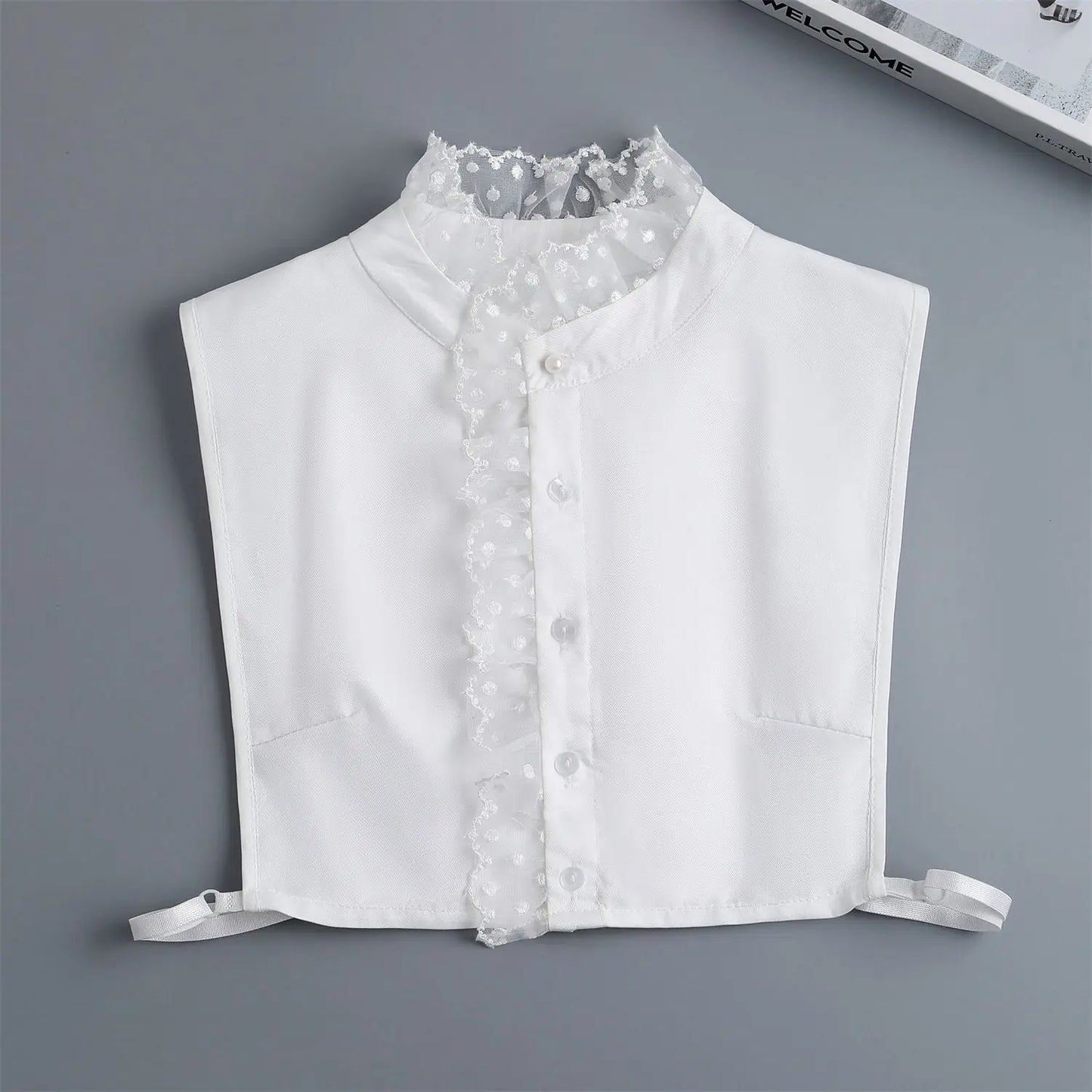 Fashion 2024 Front Tie White  Collar for Women Stand Detachable Collar Girls Vintage Lace Ladies False Blouse Collar