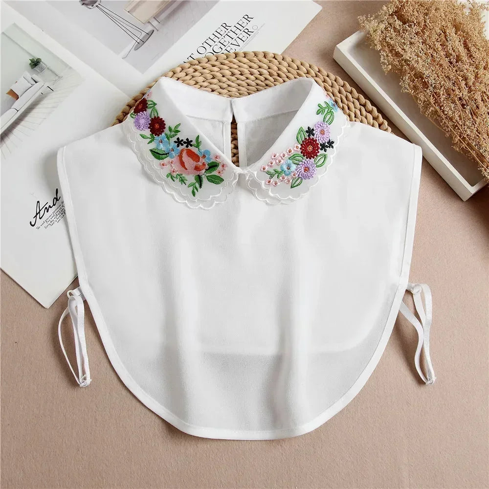 Fashion 2024 Front Tie White  Collar for Women Stand Detachable Collar Girls Vintage Lace Ladies False Blouse Collar