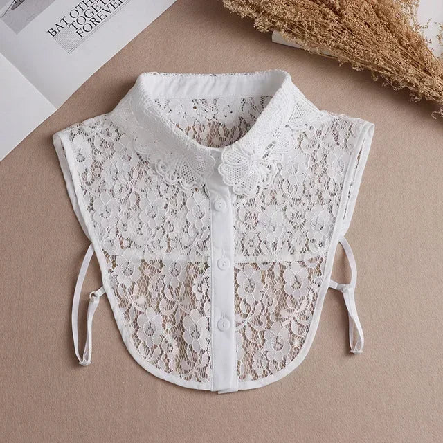 Fashion 2024 Front Tie White  Collar for Women Stand Detachable Collar Girls Vintage Lace Ladies False Blouse Collar