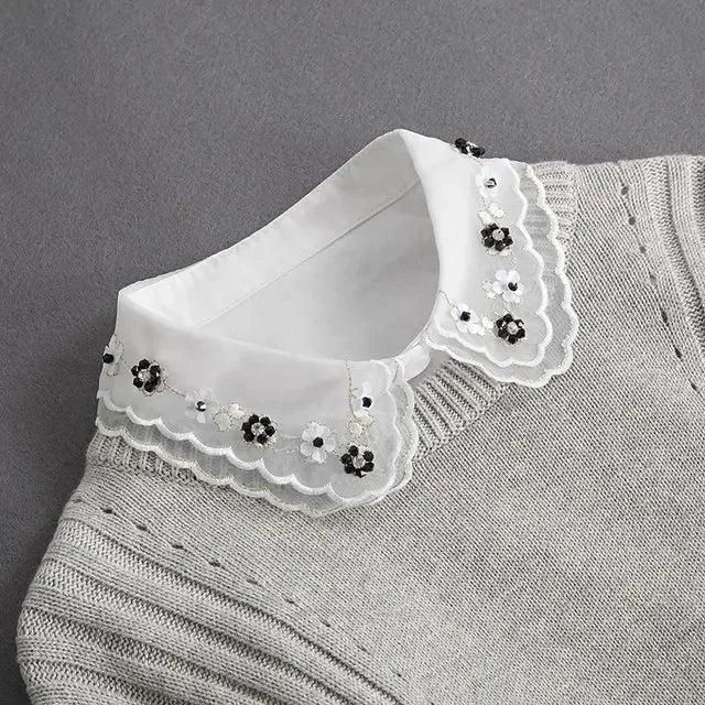 Fashion 2024 Front Tie White  Collar for Women Stand Detachable Collar Girls Vintage Lace Ladies False Blouse Collar