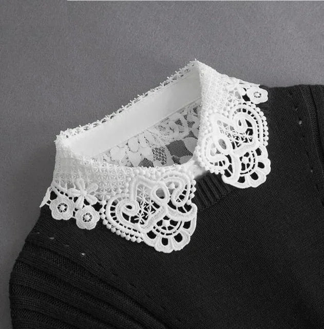 Fashion 2024 Front Tie White  Collar for Women Stand Detachable Collar Girls Vintage Lace Ladies False Blouse Collar