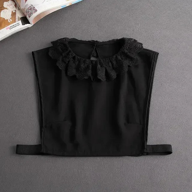 Fashion 2024 Front Tie White  Collar for Women Stand Detachable Collar Girls Vintage Lace Ladies False Blouse Collar