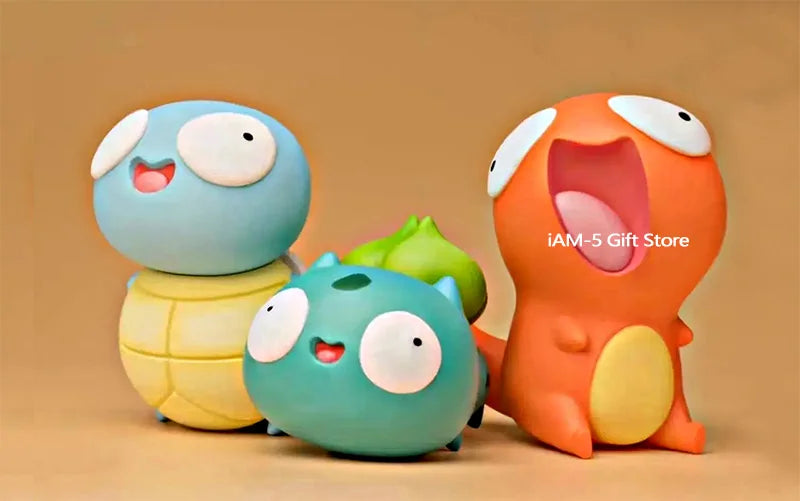 Pokemon Silly Figurines Kawaii Big Eyes Figure Fool Squirtle Funny Charmander Bulbasaur Cute Accessory Car Decoration Toys Gifts