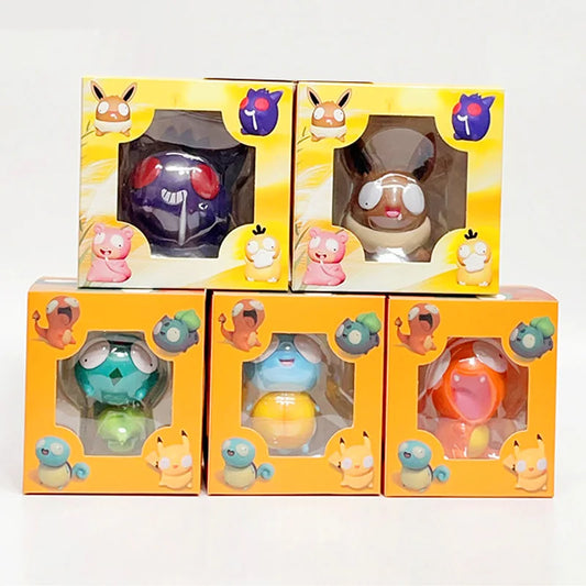 Pokemon Silly Figurines Kawaii Big Eyes Figure Fool Squirtle Funny Charmander Bulbasaur Cute Accessory Car Decoration Toys Gifts