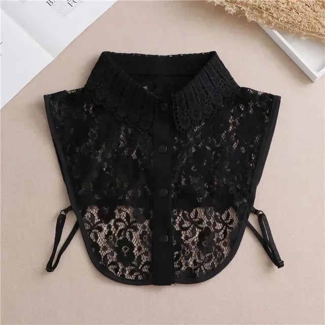 Fashion 2024 Front Tie White  Collar for Women Stand Detachable Collar Girls Vintage Lace Ladies False Blouse Collar