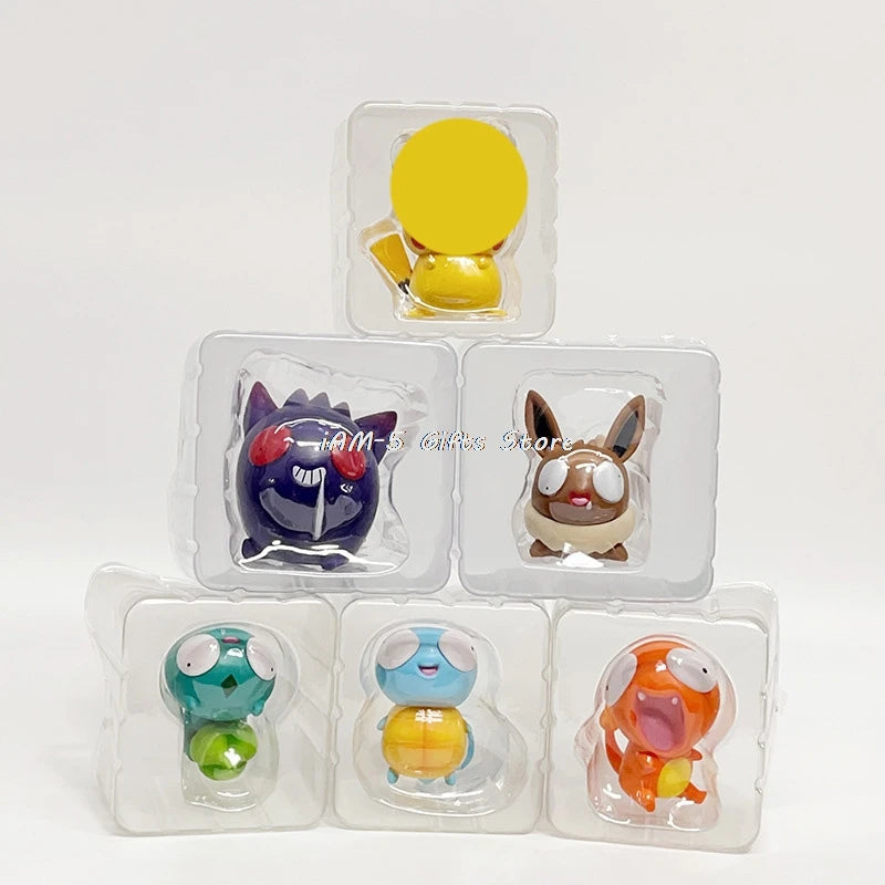 Pokemon Silly Figurines Kawaii Big Eyes Figure Fool Squirtle Funny Charmander Bulbasaur Cute Accessory Car Decoration Toys Gifts