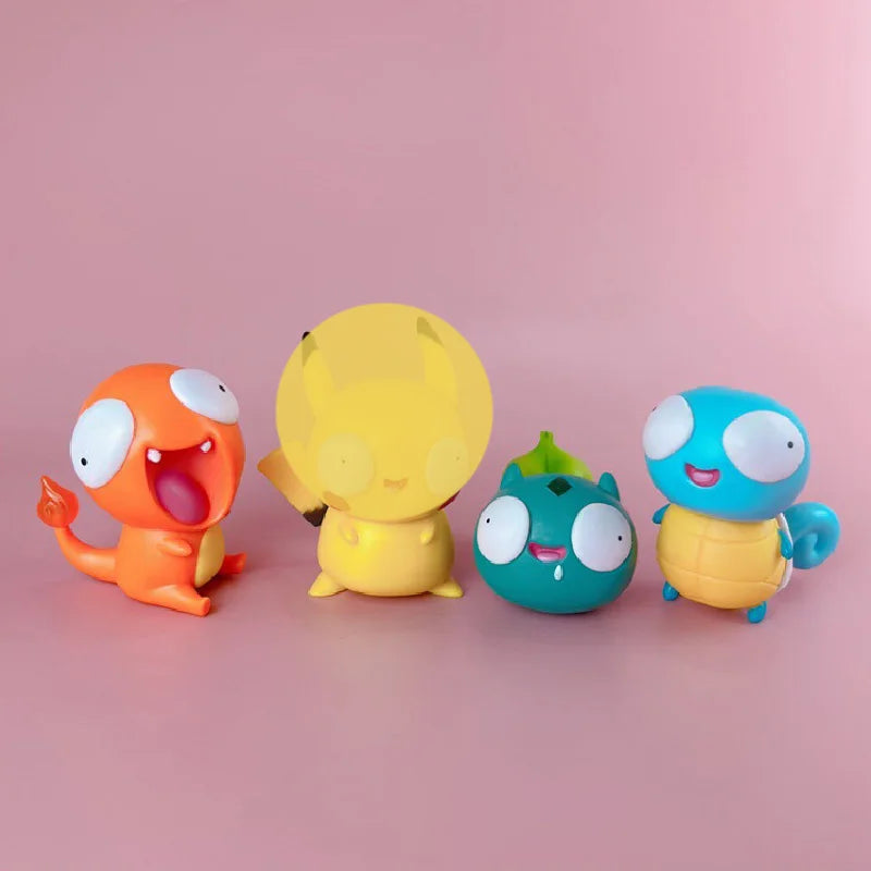 Pokemon Silly Figurines Kawaii Big Eyes Figure Fool Squirtle Funny Charmander Bulbasaur Cute Accessory Car Decoration Toys Gifts